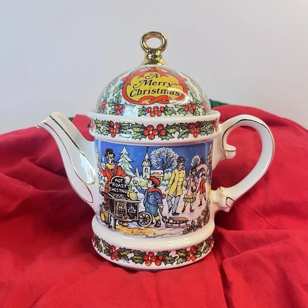 Vintage 1994 Sadler Christmas Holiday Teapot ENGLAND Good Condition